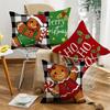 New Christmas Gingerbread Man Linen Cushion Printed Backrest Home Cushion Pillow Cover