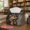 1pc, 2D Flat Printing, Tissue Box Fox Detective Pattern Printed Tissue Box, Suitable for Home Gatherings, Car Decoration, Decorative Tissue Storage Co