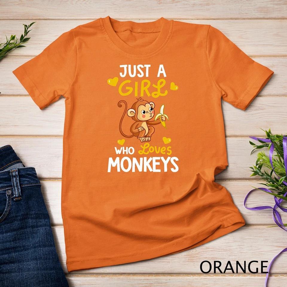 Just A Girl Who Loves Monkeys Tshirt Cute Monkey Lover Gifts Unisex T-shirt 5 2XL