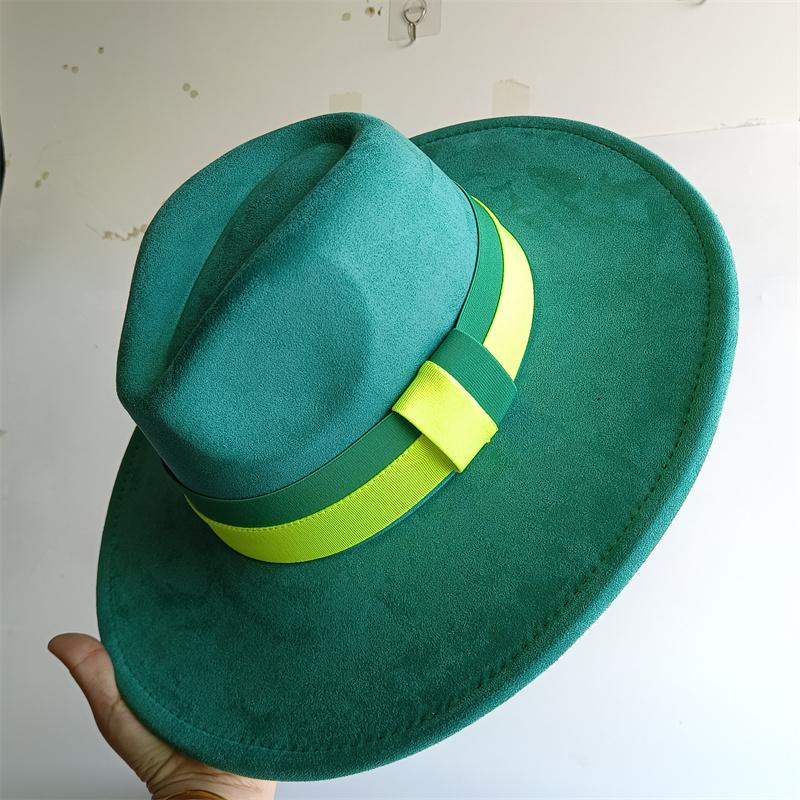 Elastisches Band Buntes Wildlederhut Herbst und Winter Damenfilzhut Breitkrempiger Hut Britischer Stil Retro Herrenhut Gorras Hombre