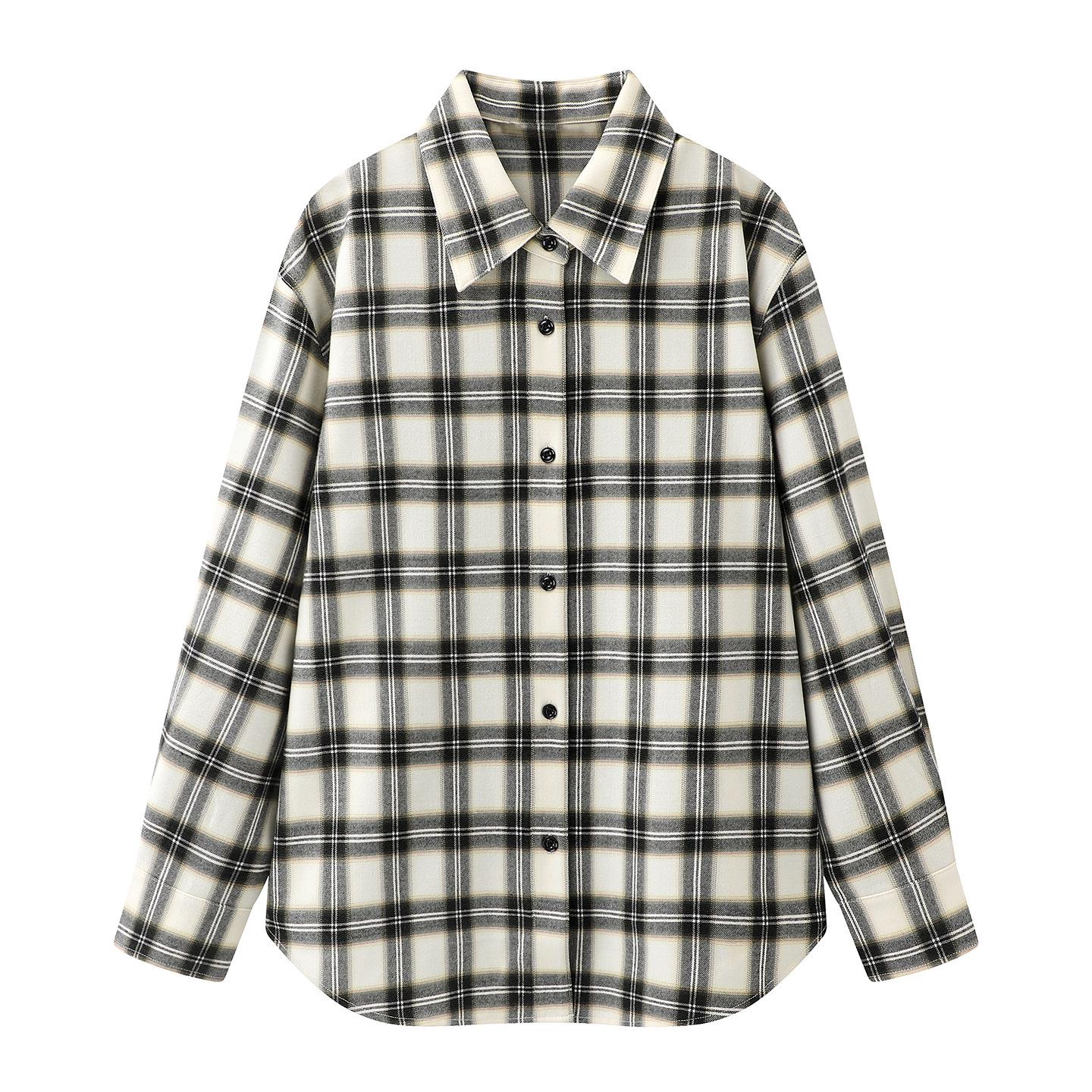 2026 Spring Women s Loose Plaid Unisex Shirt Top Large