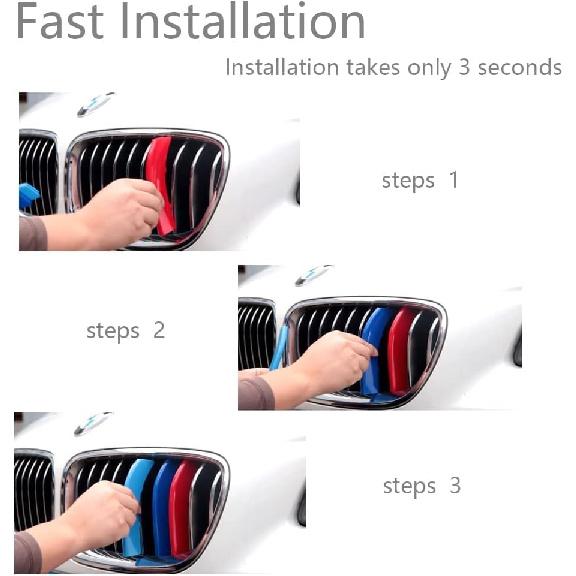 Automotive Grille Insert Trims Strips Front Center Kidney Grilles Compatible with 2016-2019 BMW X1 7-Beams Grille Insert Accessories