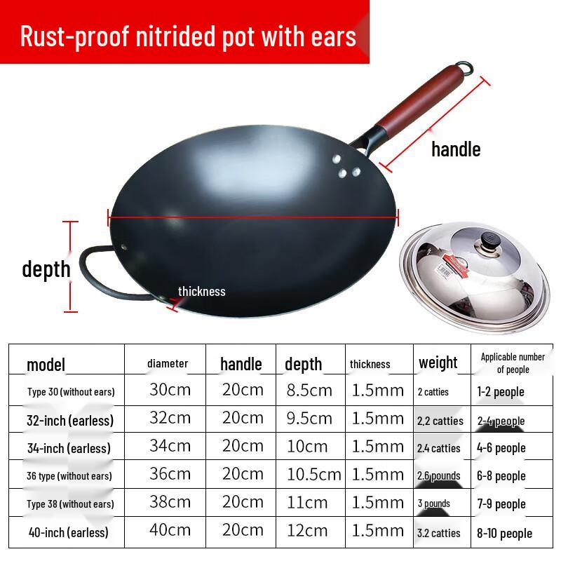 Yuzhuxun Rust-Proof Nitrided Wrought Iron Wok