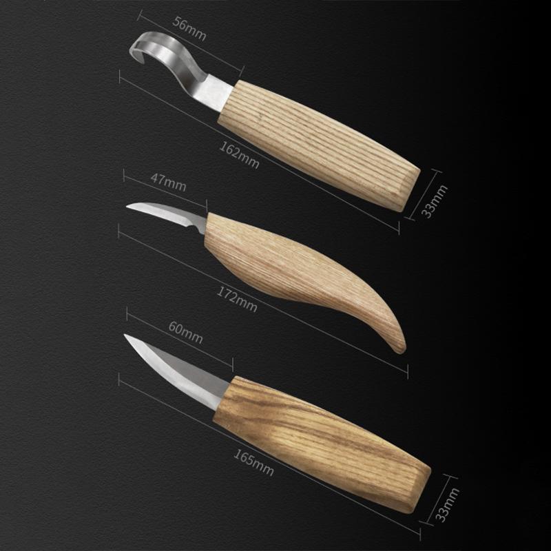 3Pcs Spoon Wood Carving Whittling Hook Knife Cutter Woodcarving Craft Hand Tools