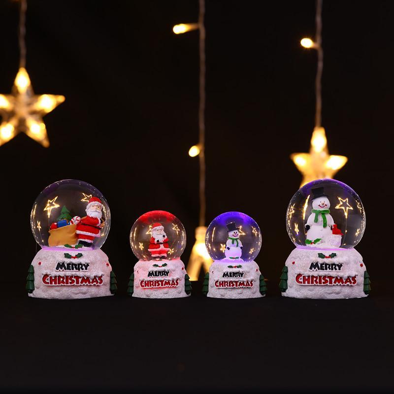 Christmas New Arrival Luminous Snowman Crystal Ball Glass Ornament, Christmas Eve Gift for Kids
