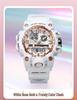 SANDA Tecnología Negra Doble Pantalla Impermeable Adolescente Casual Reloj Despertador