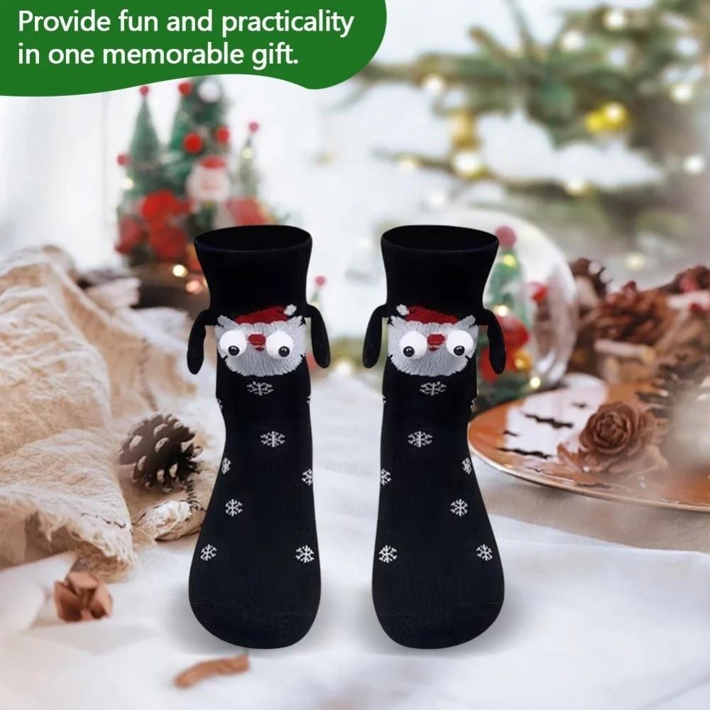 Med Uttryck Roliga Julstrumpor Tecknad Par Matchande Strumpor För Kvinnor Män