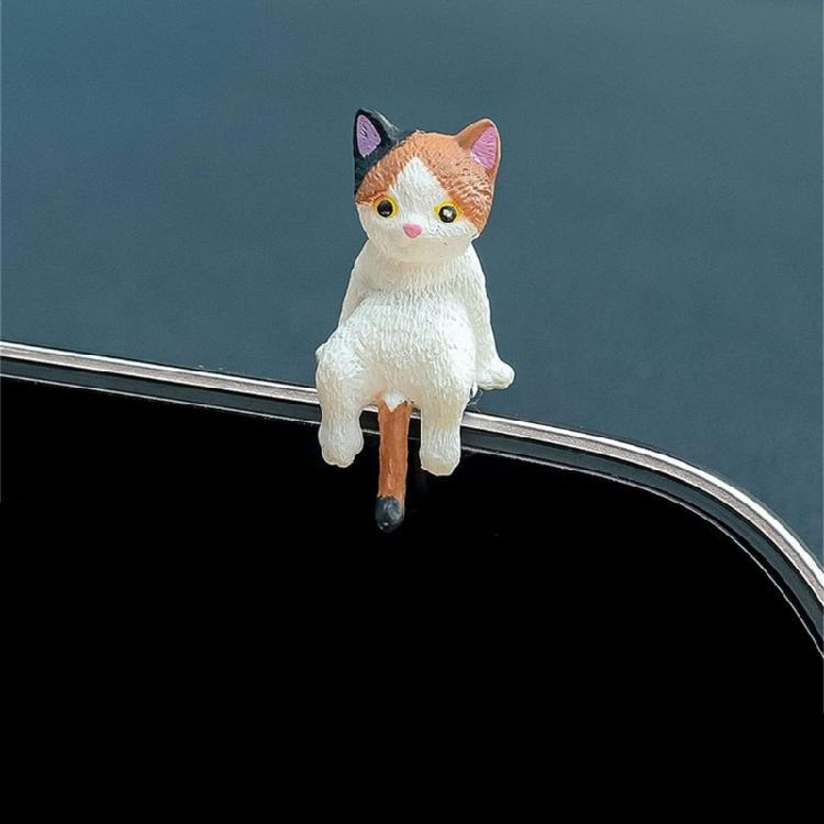 Set of 4 Resins Cats Miniature Figures Desktop Computer Monitors Decorations Funny Animal Sculpture Dashboards Ornaments