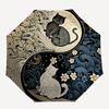 1 Stück Schwarz-Weiß-Katze Ying Yang Katze Automatisches Öffnungs- und Schließschirm - Leichtes 3-fach faltbares Design, Geeignet für Fans, Reisen, Täglichen Gebrauch - Von