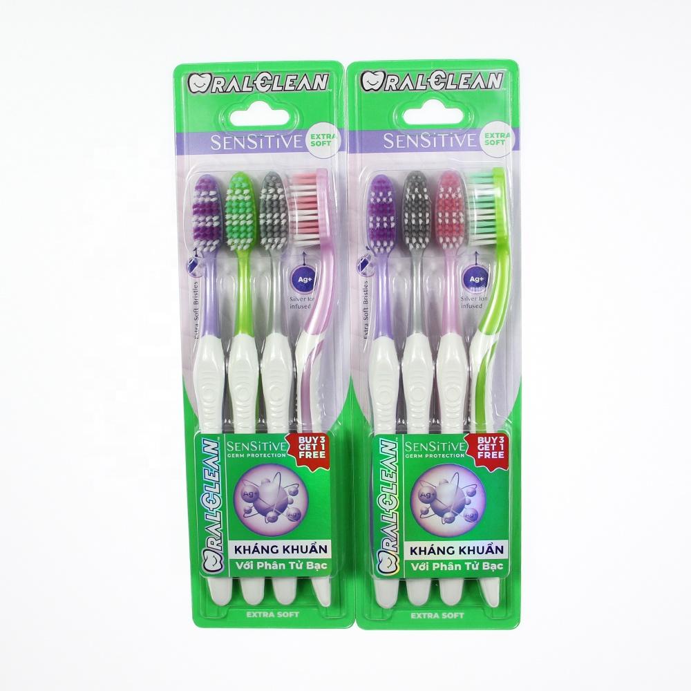 Wholesale High Quality ultra Soft Sensitive Toothbrush for Adult Dental Care Popular 4 Packs Toothbrush