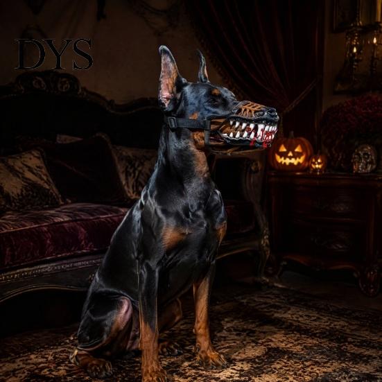 Medium And Large Dog Muzzle Hell Hound Muzzle, Halloween Creepy Cosplay Customized Party Costume with Adjustable Strap for Dogs