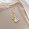 Titanium Steel Binaural Rabbit Luxury Banquet Wedding Necklace Female Versatile Collarbone Chain Titanium Steel