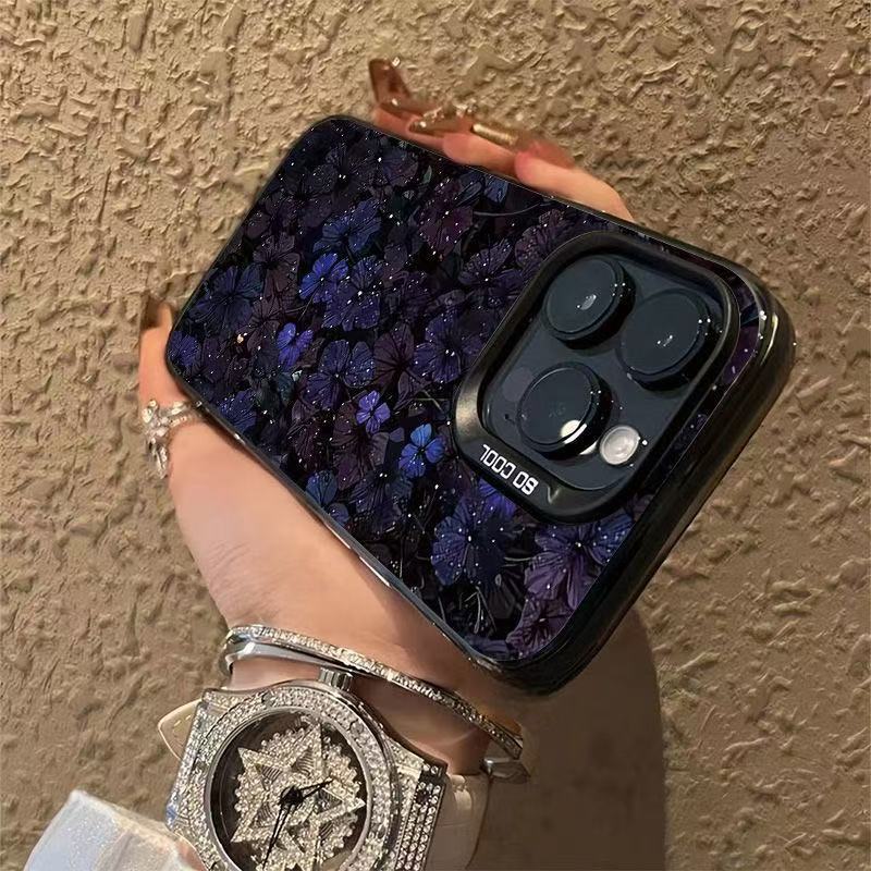 Dark night purple flower is suitable for iphone17 mobile phone case Apple 15promax/1413pro16 European and American anti-fingerprint.