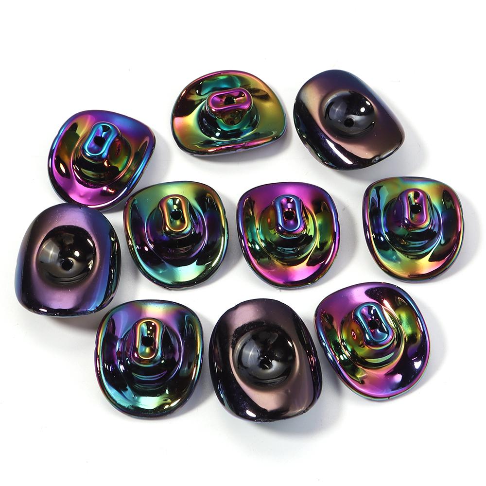 

10pcs 34x28.5mm Cowboy Hat Acrylic Beads Plated Color Loose Beads For Jewelry Making DIY Necklace Bracelets Keychain Accessories чорний
