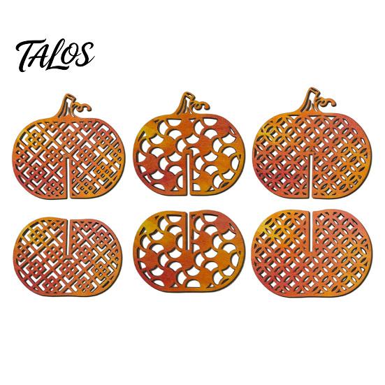 Thanksgiving Seasonal Tabletop Decor Wooden Pumpkin Decor, Vintage Striped Hollow Carved Ornament Halloween Tiered Tray Ornaments for Home Party,