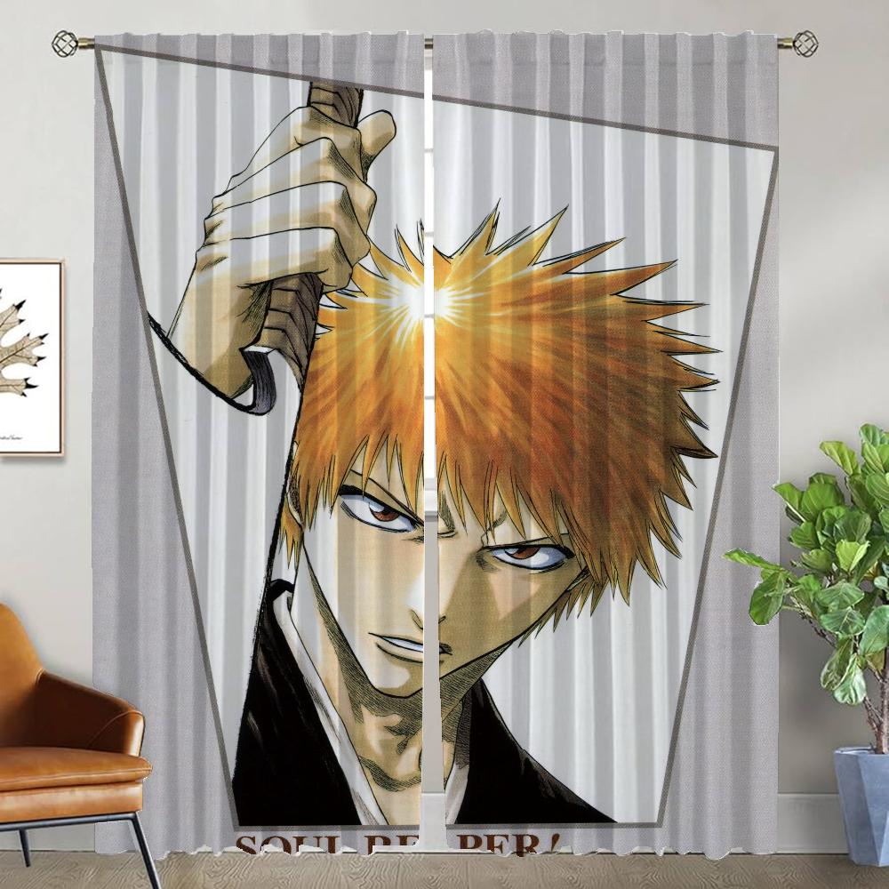 Curtains for Living Room Curtain BLEACH Halloween Decoration Shades Tulle for Bedroom Partition Home Interior Curtains 2 Pieces