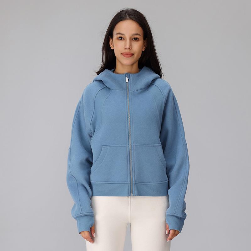 

Женская зимняя флисовая толстовка на молнии для йоги и бега M/L синий/лазурь
