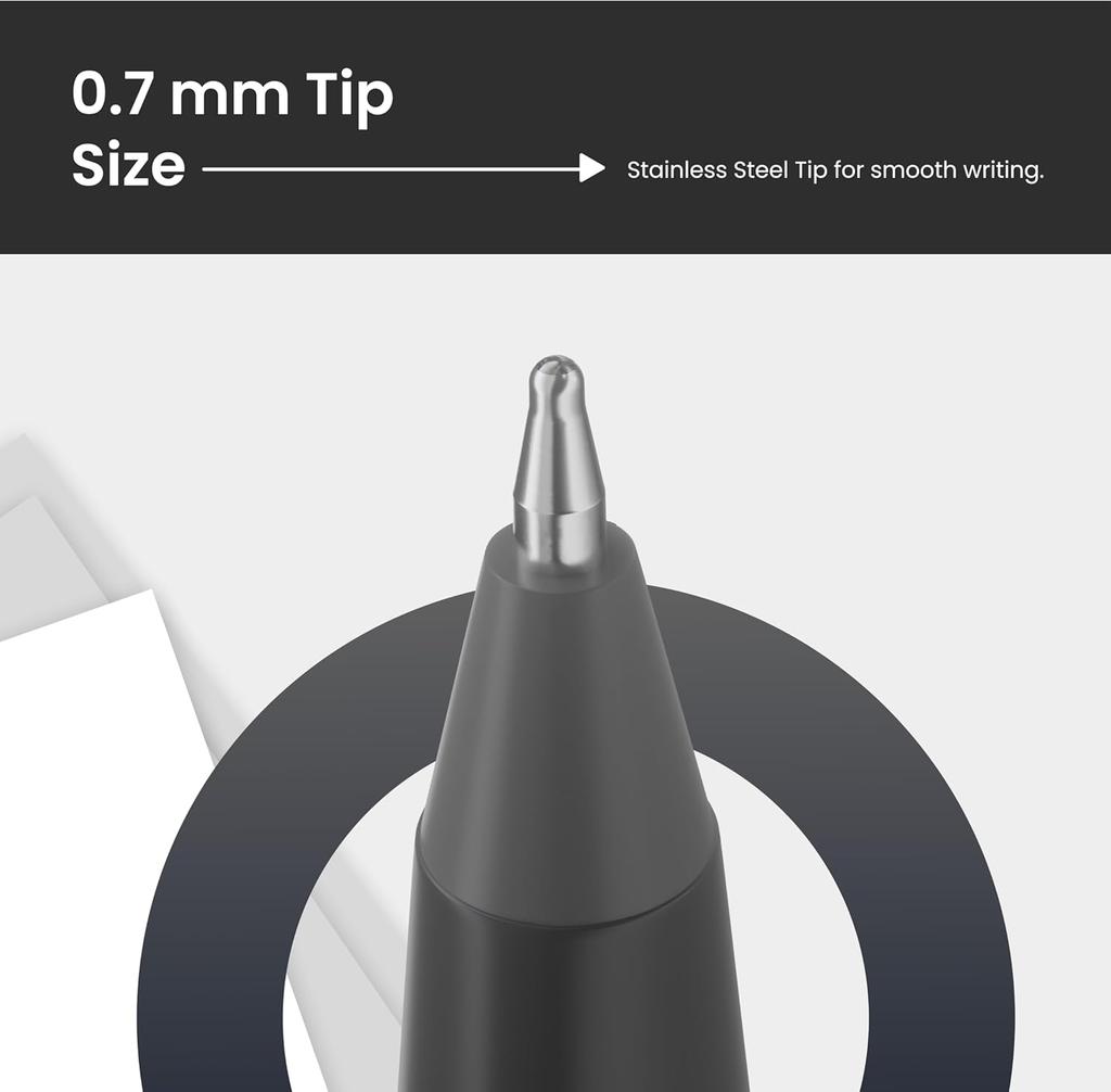 Pentonic 0.7mm Černé kuličkové pero Blistr pro Kancelář, Domov a Školu Psaní, Hladká Pera Balení 1 X 10ks