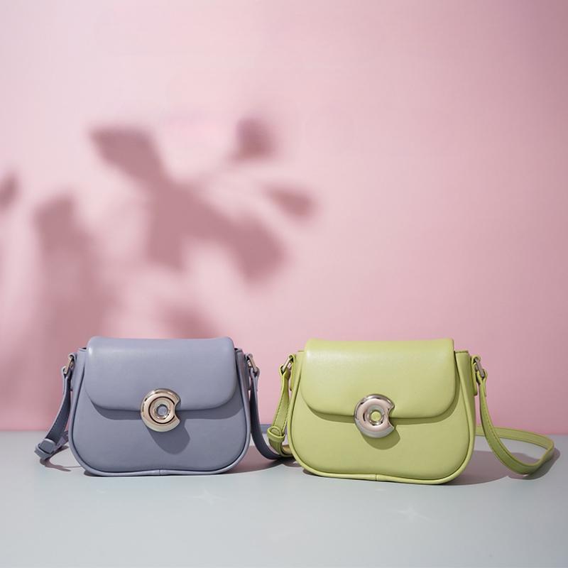 Genuine leather saddle women's bag, niche high-quality single shoulder women's bag, versatile mobile phe crossbody bag