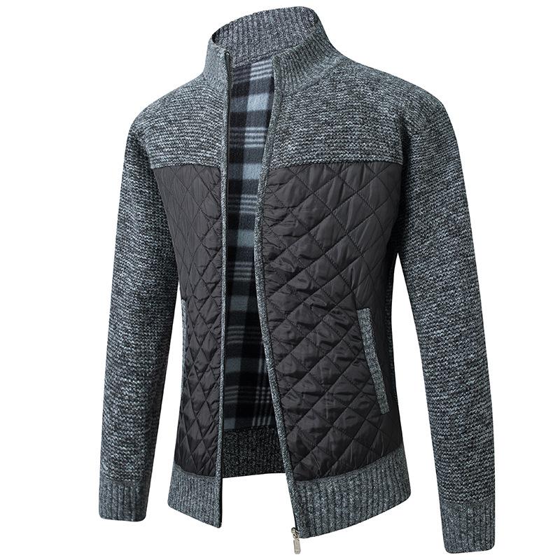 Men's Korean Style Thickened Warm Knit Stand Collar Zipper Sweater