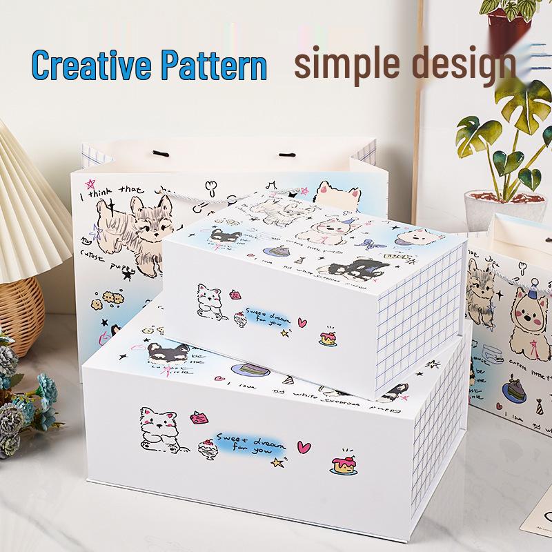 

Magnetic Flip Lid Cartoon Birthday Gift Box with Handle
