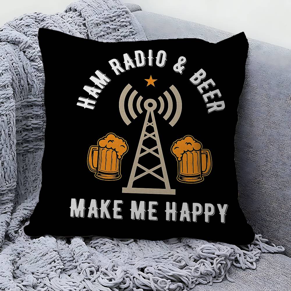 Licensed H-Ham Retro Radio Cushion Cover Pillowcase Upholstery Sofa Throw Pillow Home Decor Pillowcas