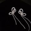 Elegant Rhinestone Bow Tassel Earrings for Women – Trendy Light Luxury Ear Ornaments