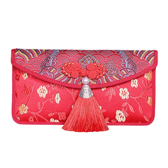 Plic Bani Marry Design Capacitate Mare Măiestrie Exquisită Broderie Atractiv Creativ Decorează Imprimeu Delicat Pânză Damasc Plic Bani