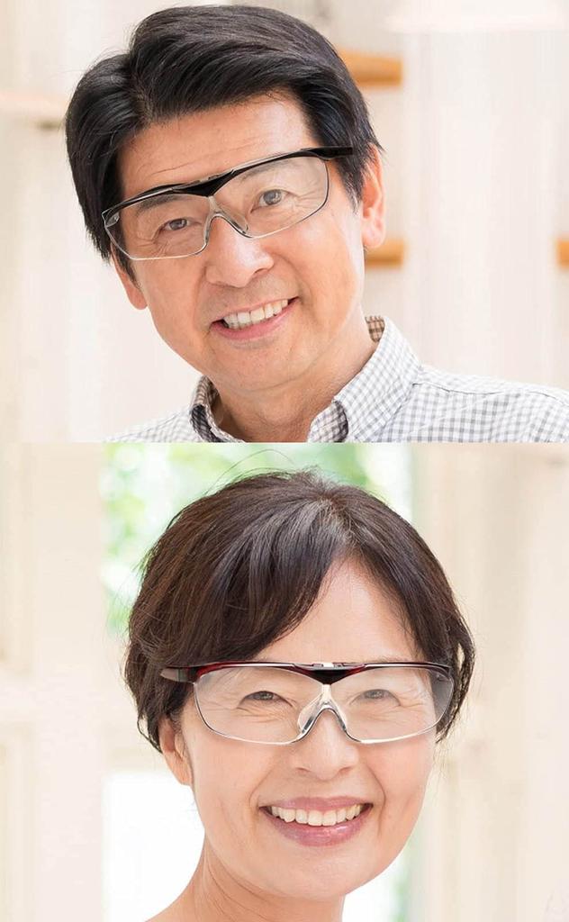 [FaceTrick Az Label] Hands-Free Magnifying Glasses, Flip-Up Magnifier, 1.6x Magnification, Black