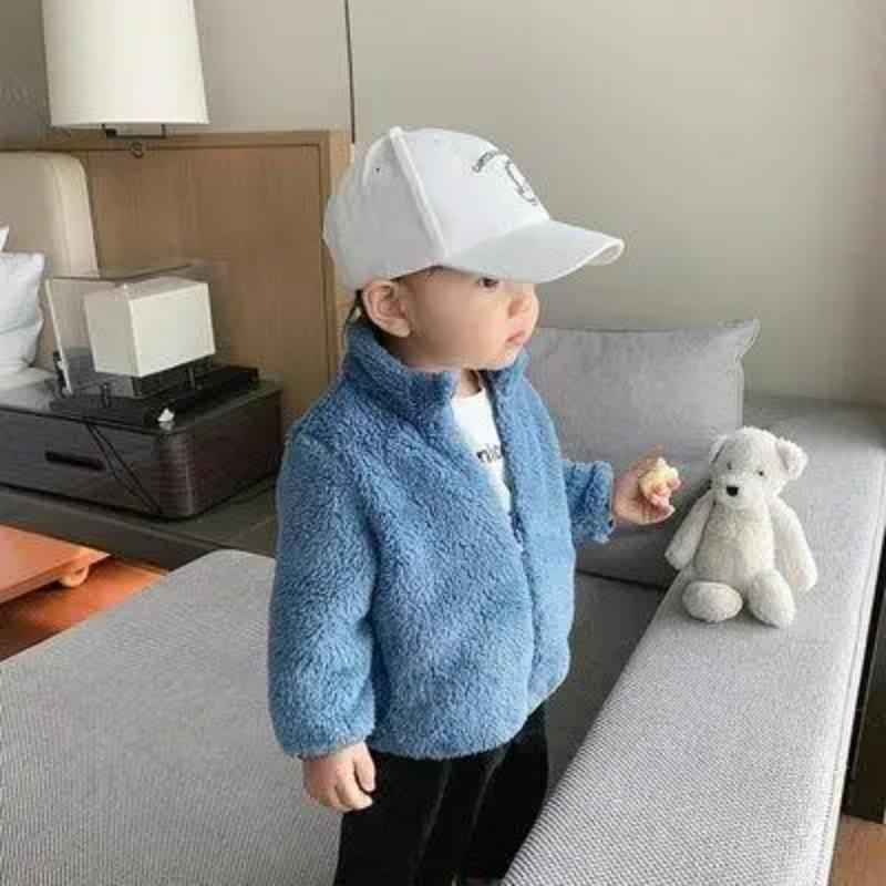 Winter Winter Kids Plush Coat Simple Fashion Children Solid Color Casual Outerwear Toddler Jacket