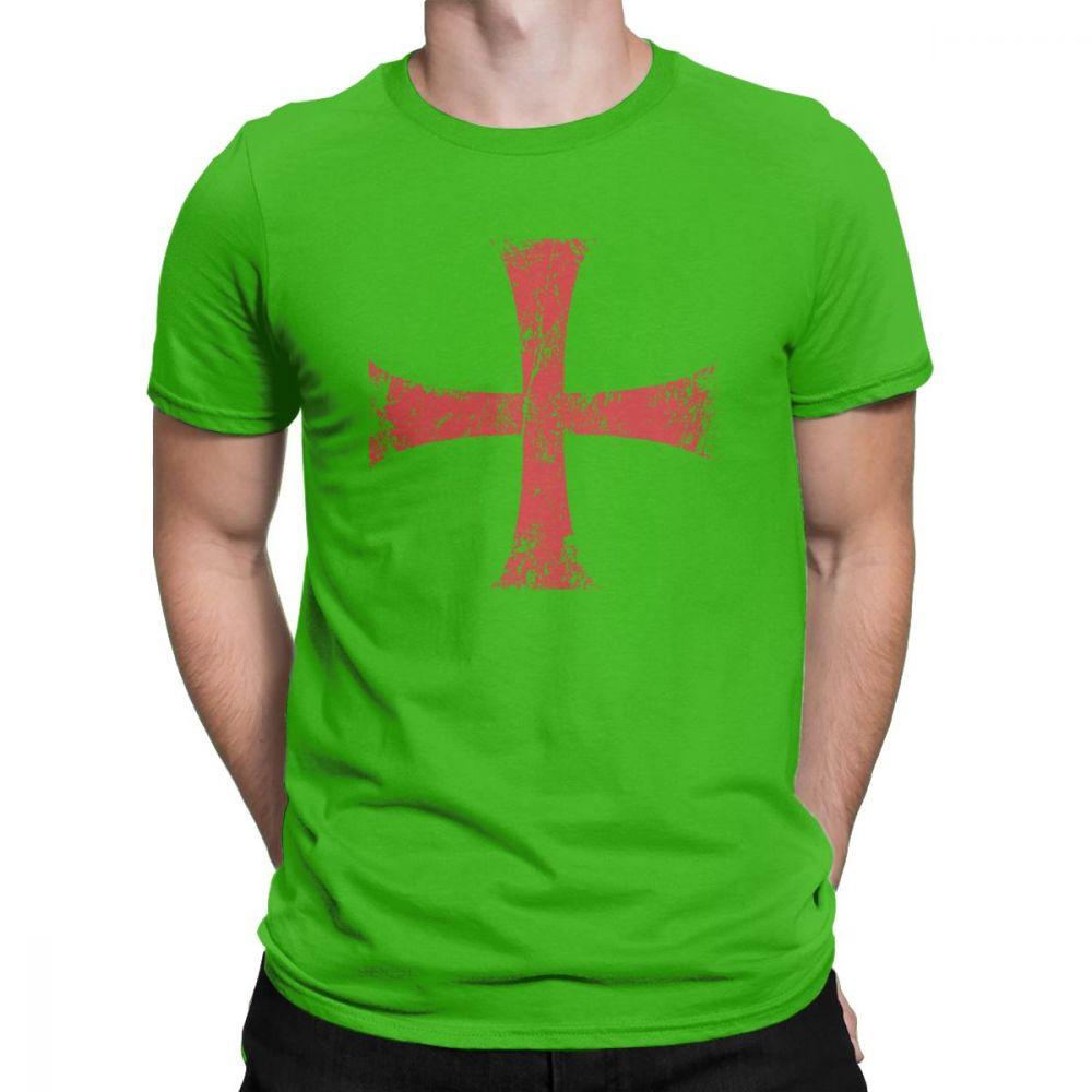 Herren T-Shirt Distressed Kreuzritter Templerorden Kreuz T-Shirts Premium Baumwolle T-Shirt Rundhals T-Shirt Kurzarm Kleidung Übergröße