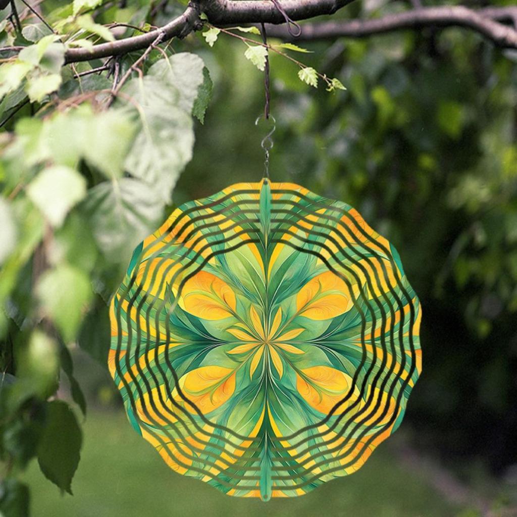10 Inch Metal Wind Spinner with 360 Degree Hook Vibrant Leaf Design for Garden Balcony Outdoor Decor All Season Hanging Ornament
