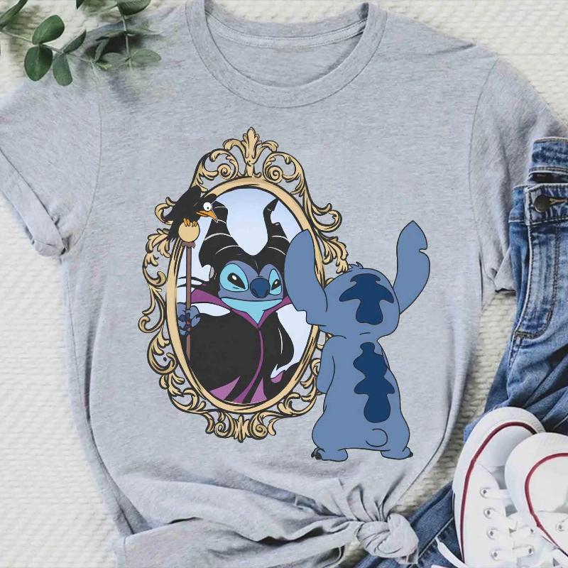 

2026 New Park Sleeping Beauty Print Womens Fashion High Quality Cotton Relaxed Plus Size Comfortable Short Sleeve Top S