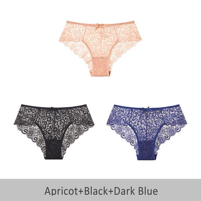 Cutout Sexy Lace Women's Underwear Fashion Skin-friendly Girls Underwear DUASI 3pcs/lot