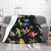 Cartoon Dinosaur Print Flannel Blanket Colorful Prehistoric Animal Soft Warm Throw Blanket Sofa Bed Kids Bedroom Decor Gift