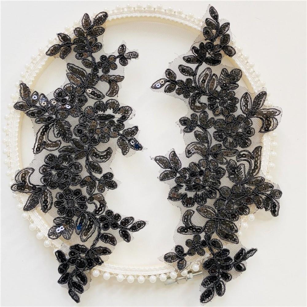 1Pair Polyester Fiber Embroidery Flower Patches DIY Handmade Floral Patches Floral Applique Lace Patch Clothing Accessories