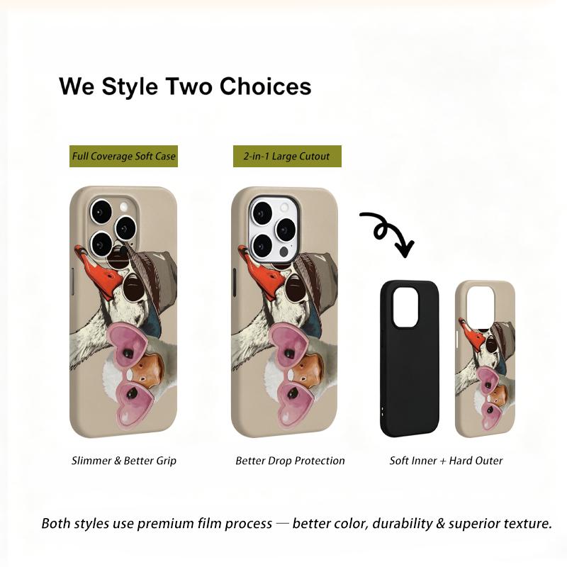 Humorous Funny Goose Sunglasses Cool Graphic Art Print Film Aesthetic Protective Shockproof Bumper Phone Case Cover For iPhone 14 15 16 Pro Max Plus