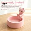 Small Jewelry Storage Box Cute Cat Tray, with Deep Plate Slot, Pink Matte Finish Holder Resin Decorative Ornament, for Dressing Table And Keys