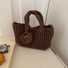 Sac Tissé à la Main Couleur Unie Mode Sac à Main Crocheté Vintage Fait Main Sac Tissé Élégant Grande Capacité Utilisation par les Femmes