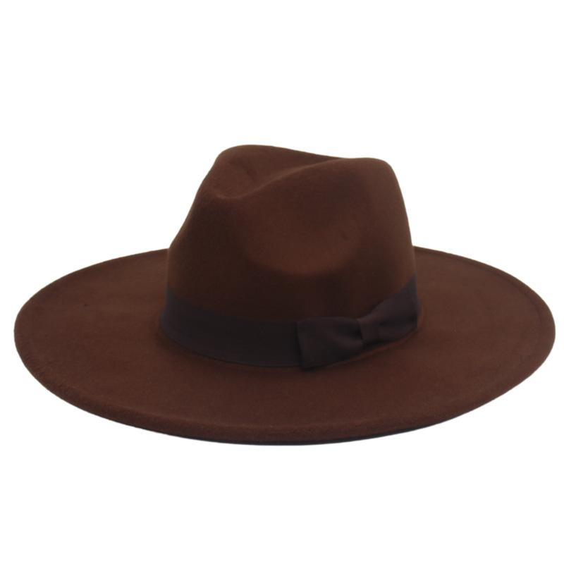 Jazz Hat Retro Men'S And Women'S Cotton Felt Hat Big Brim Panama Hat Gold Chain Hat