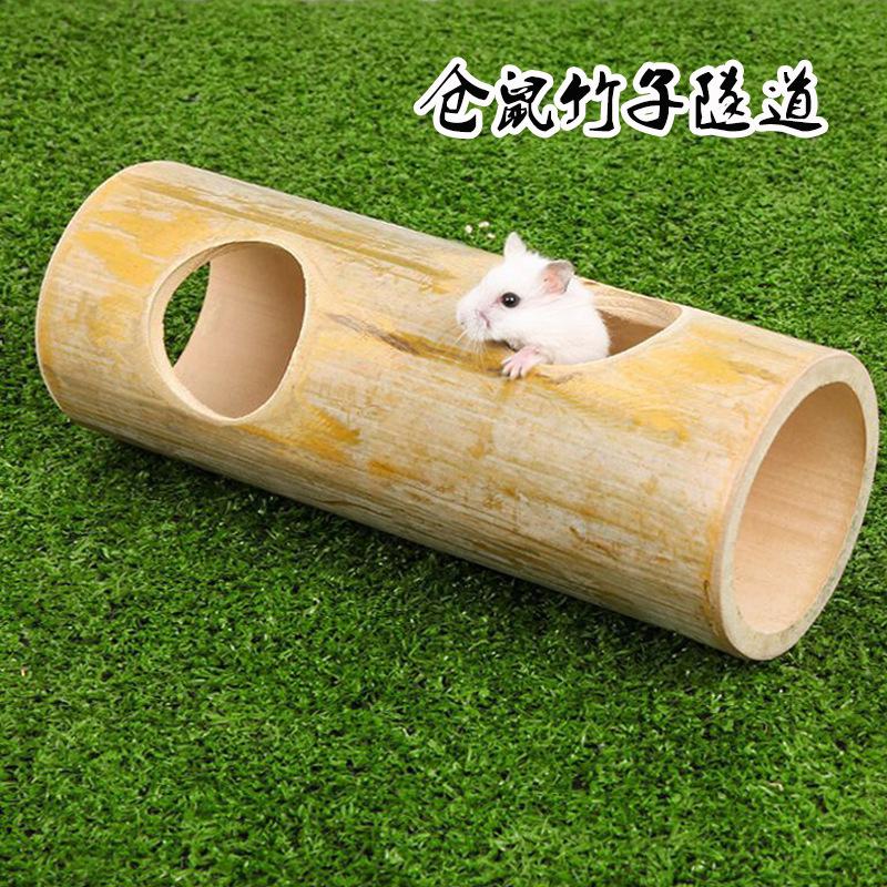 Hamster Bamboo Tunnel Teething Toy: Sweet Bamboo Tree Hole Hideout, Golden Nest, Ice House, and Cool Mat for Pets.