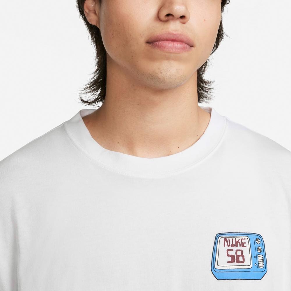 Nike Sb Printed Pattern Crew Neck Casual Long Sleeve T-Shirt Men T-Shirts White FQ3714-100