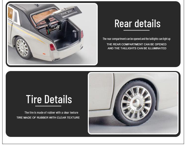 1:32 Rolls-Royce Phantom Toy Car with Suicide Doors, Sound & Light, Alloy Pull-Back Model