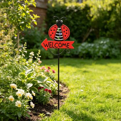 Willkommensschild Gartenspieß Lustige Tierdesigns Gartenstecker Niedliches Kaninchen Frosch Willkommensschild mit Spieß für Außenbereich Vorgarten Rasen
