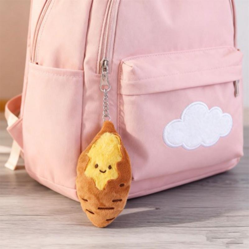 Multifunctional Adorable Roasted Sweet Potato Plush Keychain for Bag Charm Car Decoration Gift Ornament