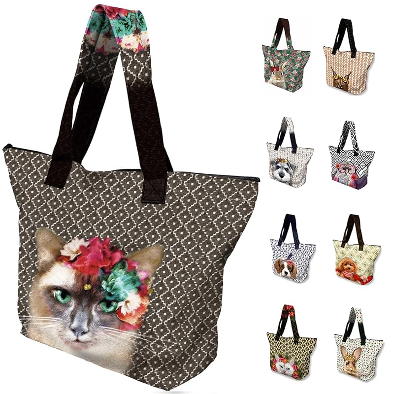 

[Lucie dancette] LTJ large tote bag Large Tote Bag made in Japan France designer ladies cute animal pet dog cat dog (Olga (Cat Siam))