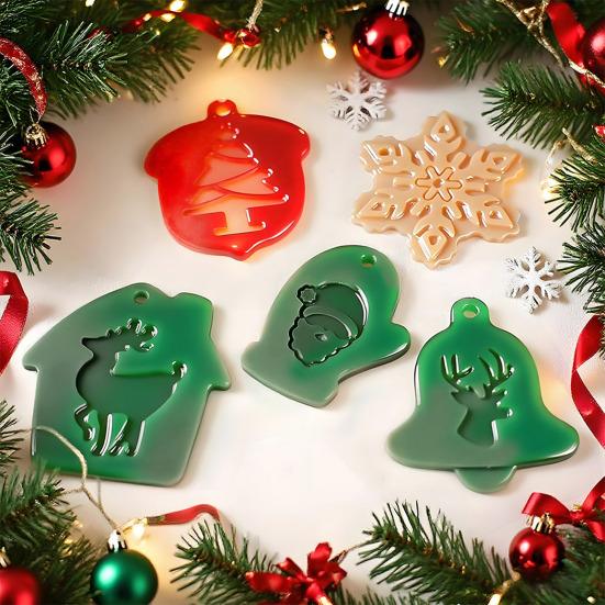 Christmas Silicone Resin Molds for Making Deer Santa Snowman Ornaments DIY Crafts Epoxy Casting Glue Mold Cake Decorating Supplies