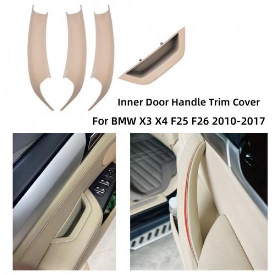For BMW X3 F25 X4 F26 Black Beige Carbon Interior Door Handle Panel Cover Trim