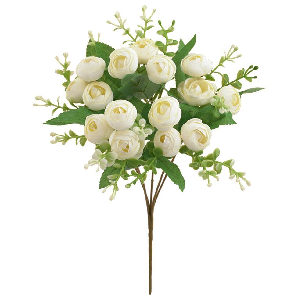 15 Heads Tea Rose Artificial Flower Multicolor Faux Flower Simulation Rose Flower  Home Decoration