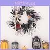 Eerie Skeleton Pumpkin Vine Wreath For Halloween Front Door Seasonal Decor
